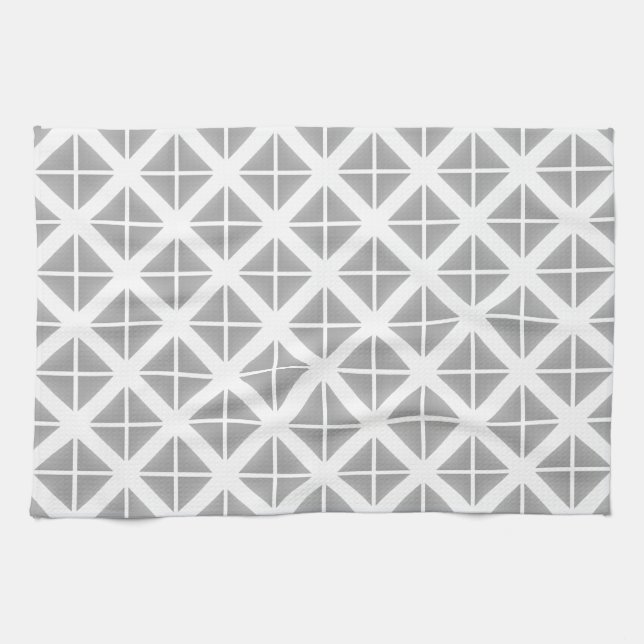 Grey Trendy Triangle Pattern Kitchen Towel (Horizontal)