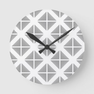 Grey Trendy Triangle Pattern Round Clock