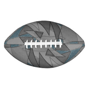 Grey triangle cutouts with rough dark blue pieces football