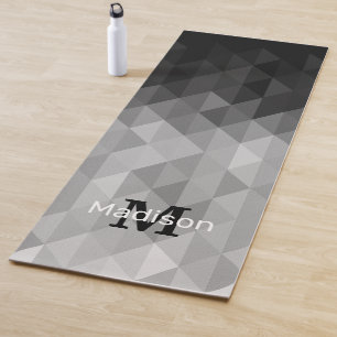 Grey triangle geometric squares pattern Monogram Yoga Mat
