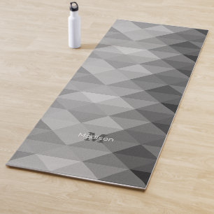 Grey triangle geometric squares pattern Monogram Yoga Mat