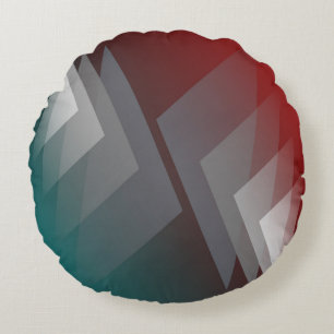 Grey triangles on teal burgundy round pillow