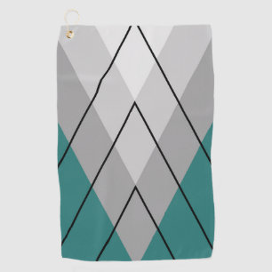 Grey triangles on turquoise background golf towel