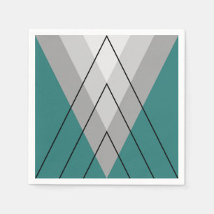 Grey triangles on turquoise background napkin