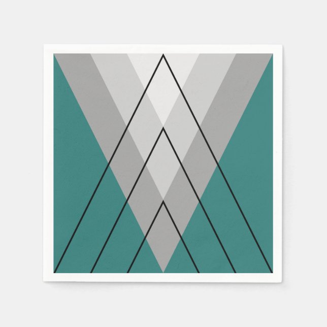 Grey triangles on turquoise background napkin (Front)