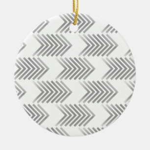 Grey Tribal Arrow Pattern Ceramic Ornament