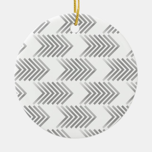 Grey Tribal Arrow Pattern Ceramic Ornament (Front)