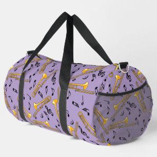 Grey Trombone Crosshatch Pattern Duffle Bag