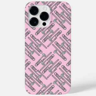 Grey Trombone Crosshatch Pink Pattern Case-Mate iPhone 14 Pro Max Case