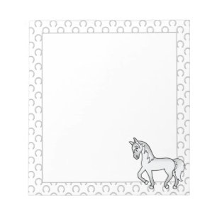 Grey Trotting Horse Cute Cartoon Illustration Notepad