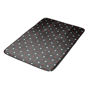 grey, turkey red and white dots bath mat