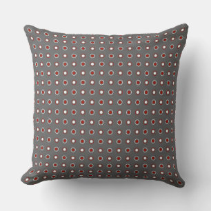 grey, turkey red and white dots throw pillow