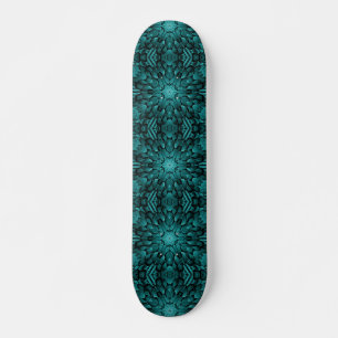 Grey turquoise aqua star geometric stone mosaic skateboard