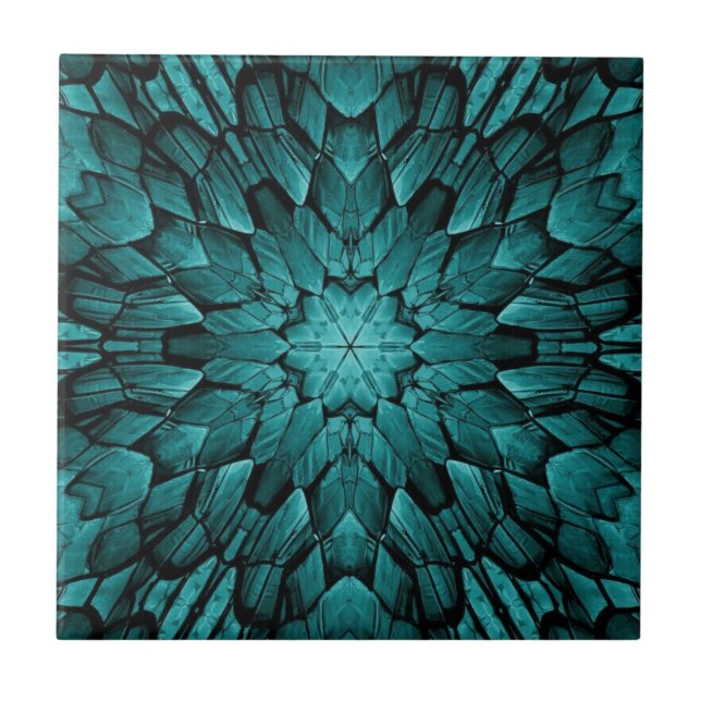 Grey turquoise aqua star geometric stone mosaic  tile (Front)