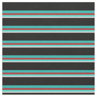 Grey, Turquoise, Brown, Light Sea Green & Black Fabric