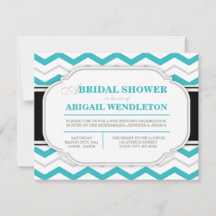 Grey & Turquoise Chevron Bridal Shower Invitations