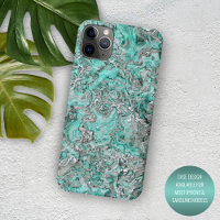 Grey Turquoise Mint Green Minerals Agate Pattern