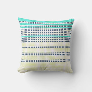 Grey turquoise plaid throw pillow