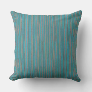 Grey & turquoise stripes, pattern, narrow stripe throw pillow