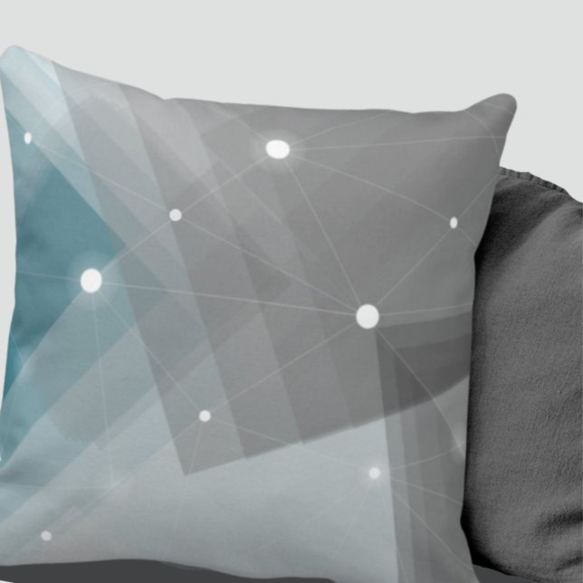 Grey Turquoise & White Geometric Pattern Throw Pillow (Creator Uploaded)