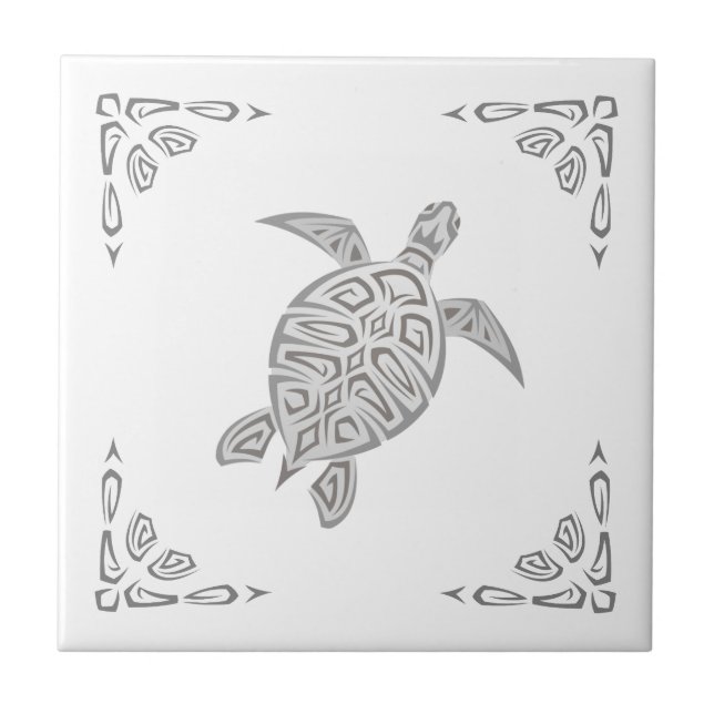 Grey Turtle And Ornament Tile (Front)