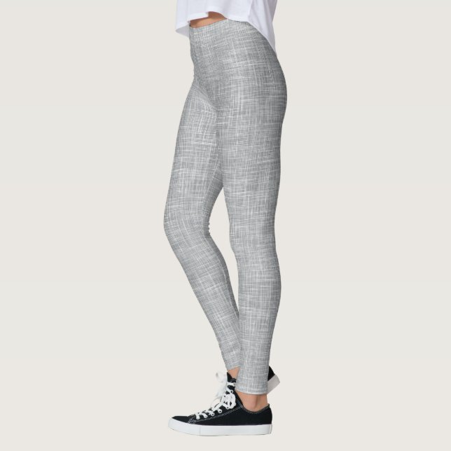 Grey Tweed Linen Pattern  Leggings (Left)