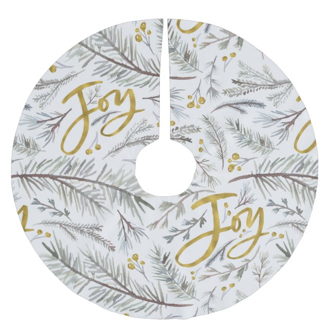 Grey Twigs And Berries Brushed Polyester Tree Skirt (Front)