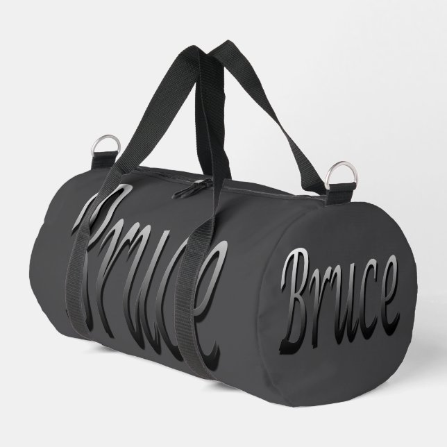 Grey Two Toned Bruce Name, Duffle Bag (Left Corner)