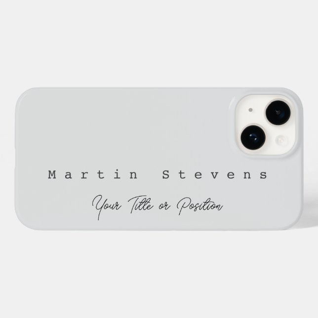 Grey Unique Modern Minimalist Plain Name Case-Mate iPhone Case (Back (Horizontal))