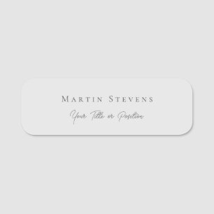 Grey Unique Modern Minimalist Plain Name Tag