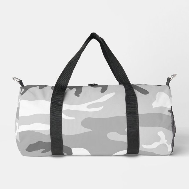 Grey Urban Military Camouflage Pattern Duffle Bag (Front)