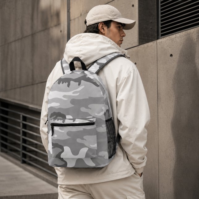 Grey Urban Military Camouflage Pattern Printed Backpack (Creator Uploaded)