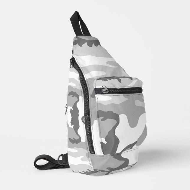 Grey Urban Military Camouflage Pattern Sling Bag (Left Corner)