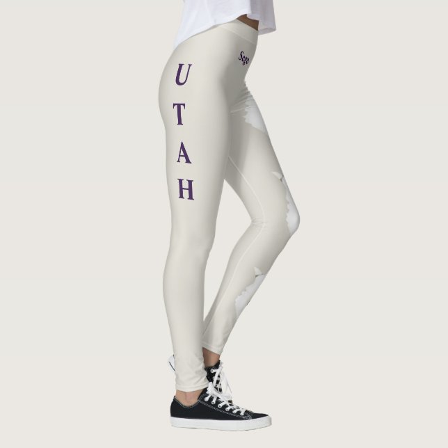 Grey Utah State Flower Sego Lily Leggings (Right)