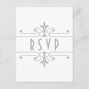 Grey v2 Fancy Ornamental RSVP Postcard