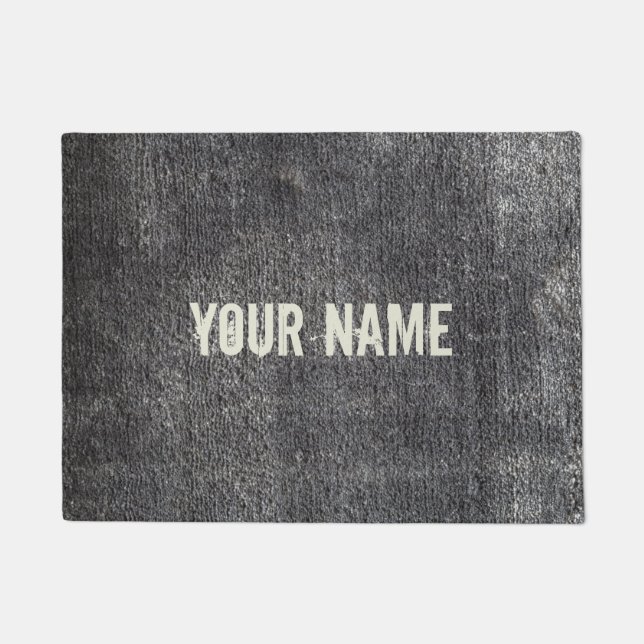 Grey velours anthracite carpet vintage rug (Front)