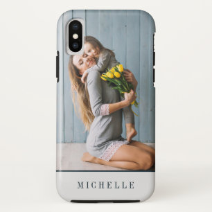 Grey Vertical photo monogram personalized iPhone XS Case