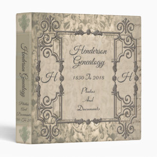 Grey Victorian Monogram Genealogy Binder