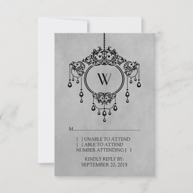 Grey Vintage Chandelier Response Card (Front)