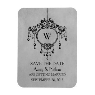 Grey Vintage Chandelier Save the Date Magnet
