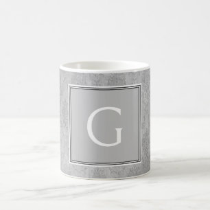 Grey Vintage Damask Monogram Mug
