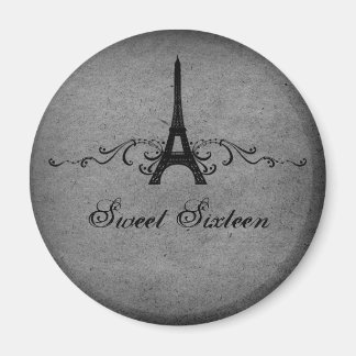 Grey Vintage French Flourish Sweet 16 Magnet