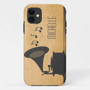 Grey Vintage Gramophone BT iPhone 5 Case