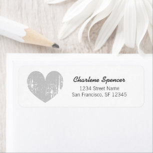 Grey vintage heart design Return Address Labels