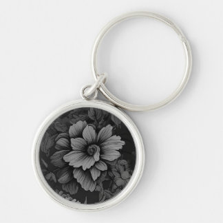 Grey Vintage Unfurling Flower Keychain
