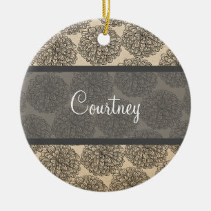 Grey Vintage Zinnia Ornament