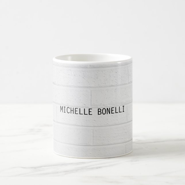 Grey  Wall Bricks Design Plain Legible Modern Coffee Mug (Center)