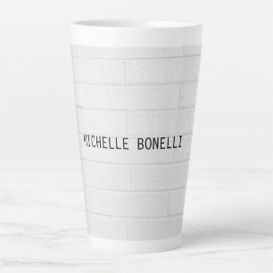 Grey  Wall Bricks Design Plain Legible Modern Latte Mug