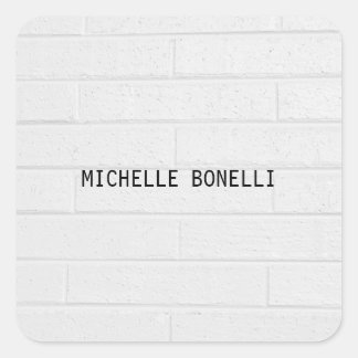 Grey  Wall Bricks Design Plain Legible Modern Square Sticker