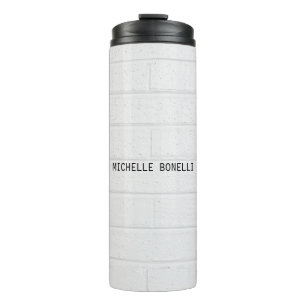Grey  Wall Bricks Design Plain Legible Modern Thermal Tumbler
